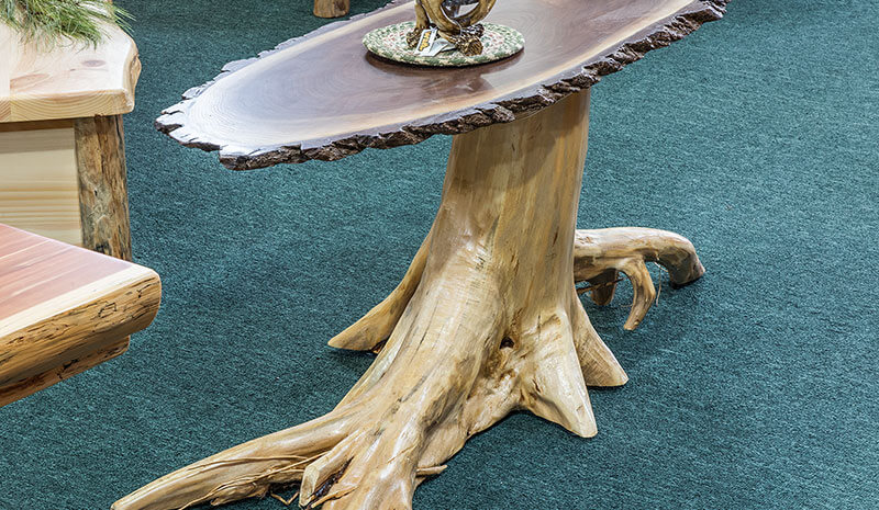 Dutchman Log Furniture Showroom Rustic Stump Table